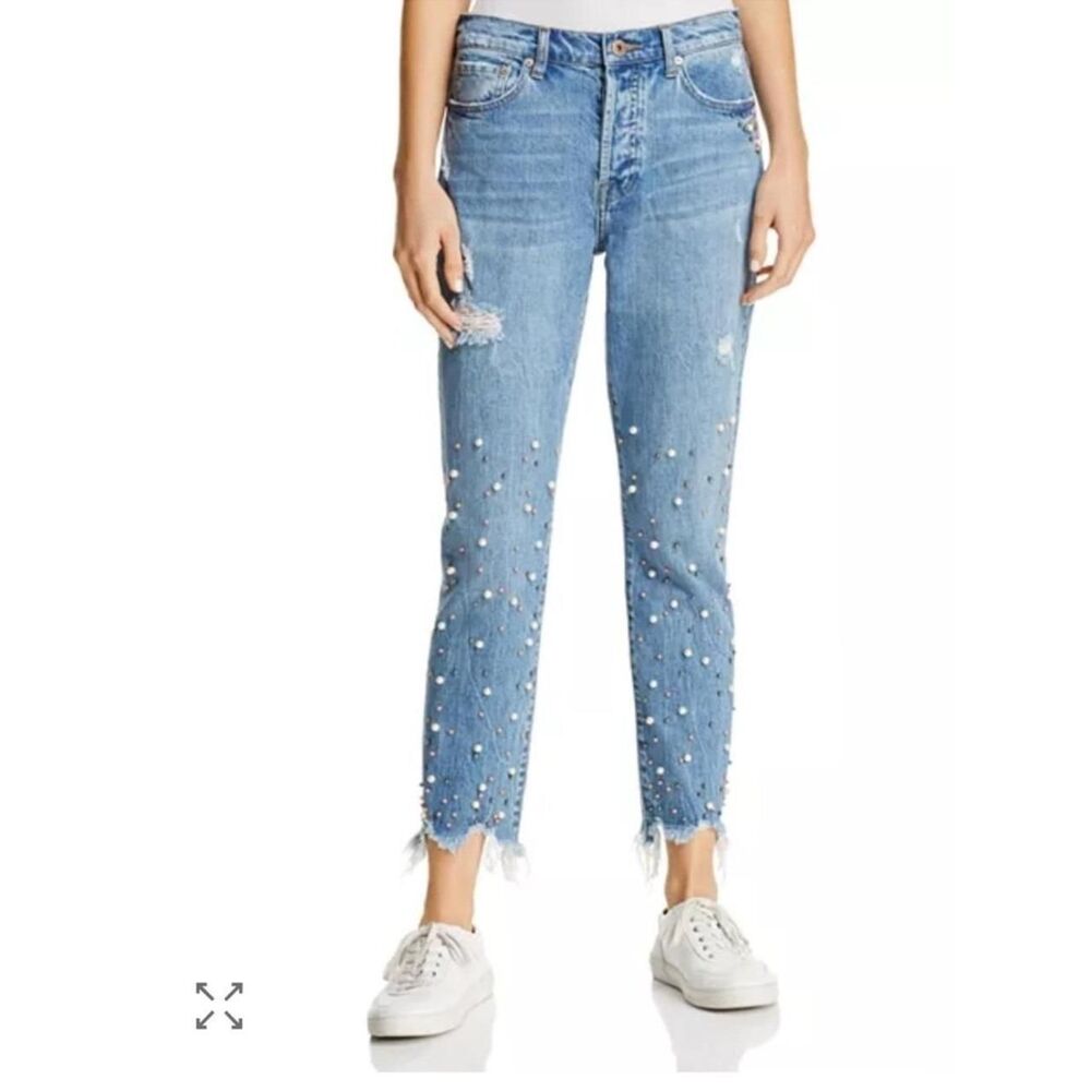 PistolaNico Faux Pearl Embellished Jeans in La Lux -100% Exclusive